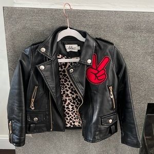 Lola and the boys vegan leather patchy jacket